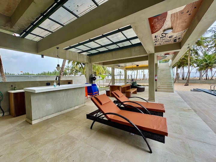 Covered terrace loungers